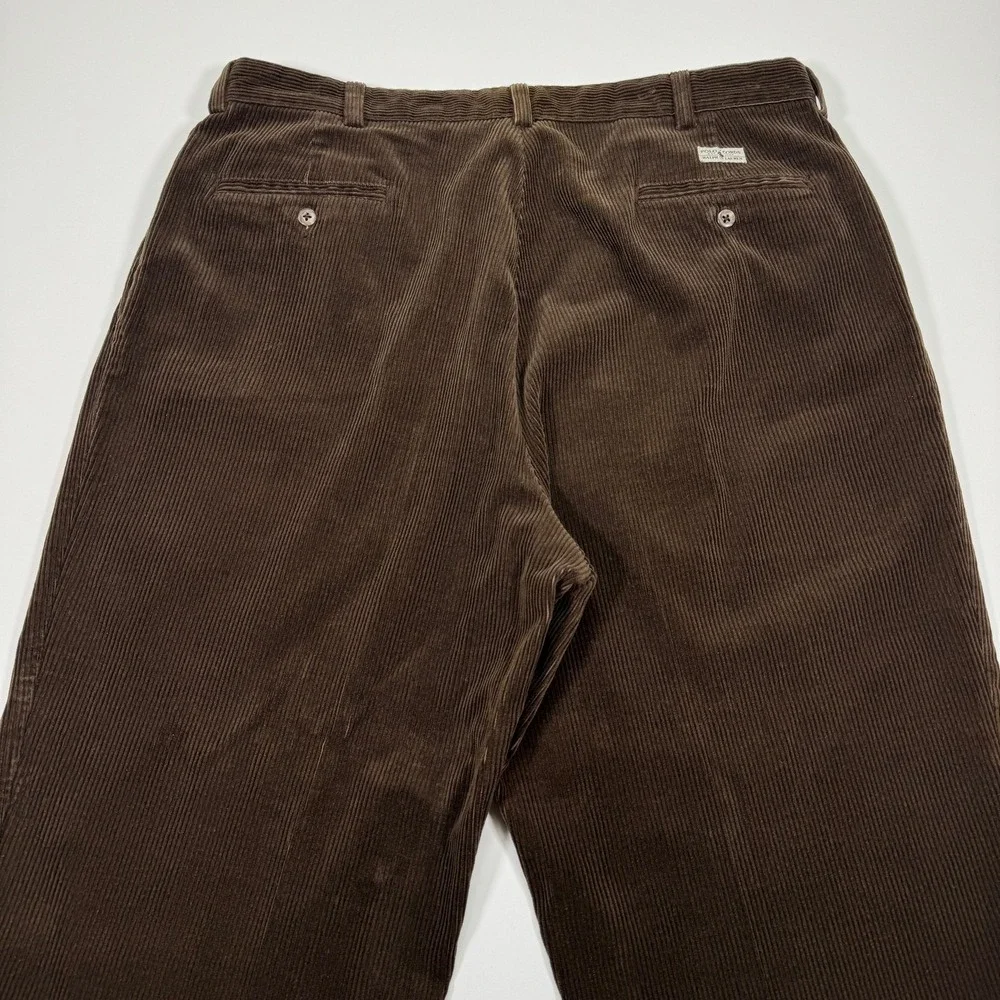 Polo Ralph Lauren Cords Corduroy Pants Mens 38x29.5 Brown Pleated Wide Wale 90s